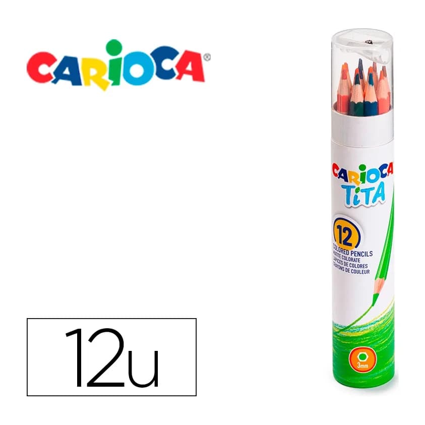 Carioca Lapices de colores carioca tita mina 3 mm tubo carton 12 colores surtidos + sacapuntas