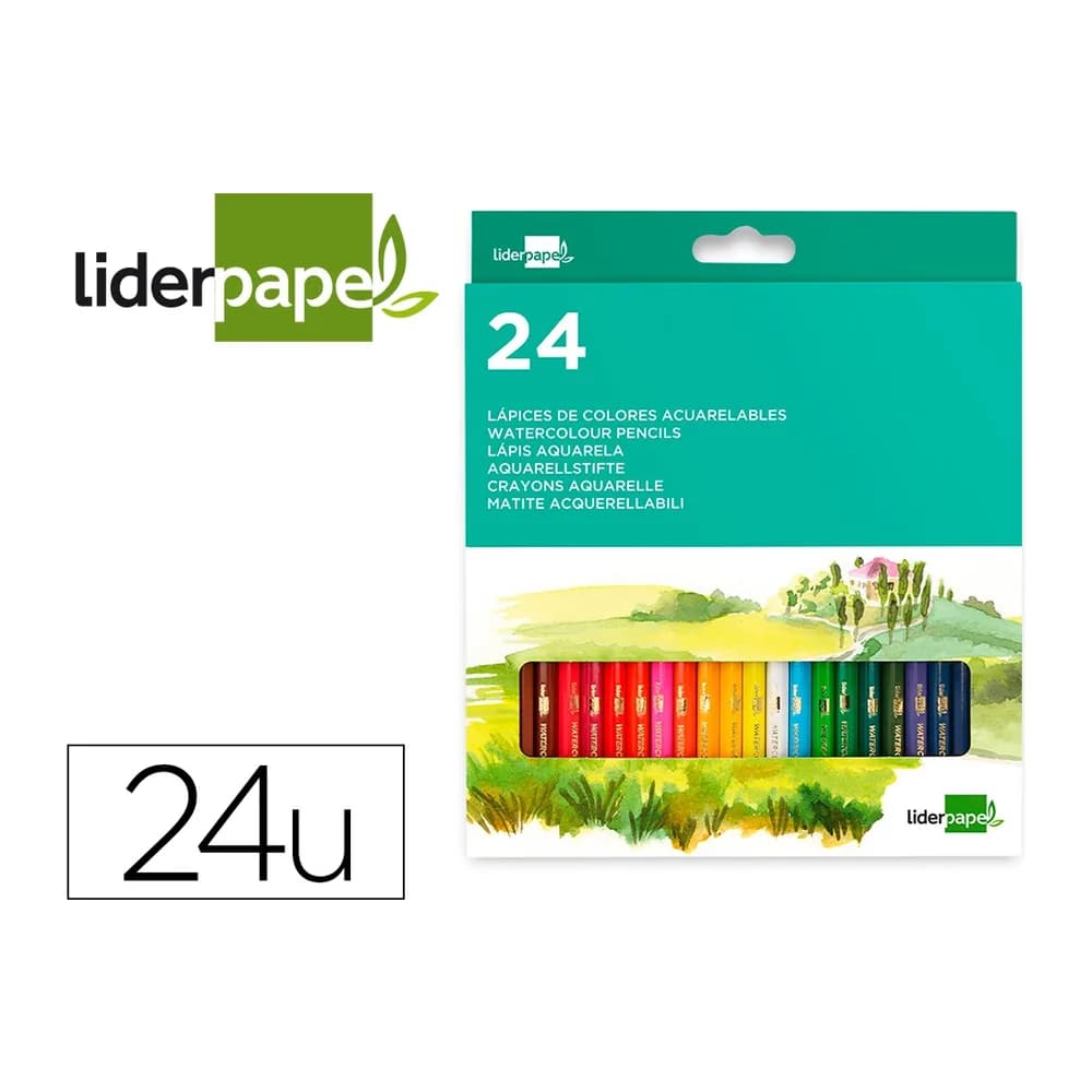 Liderpapel Lapices de colores acuarelables liderpapel caja de 24 unidades colores surtidos