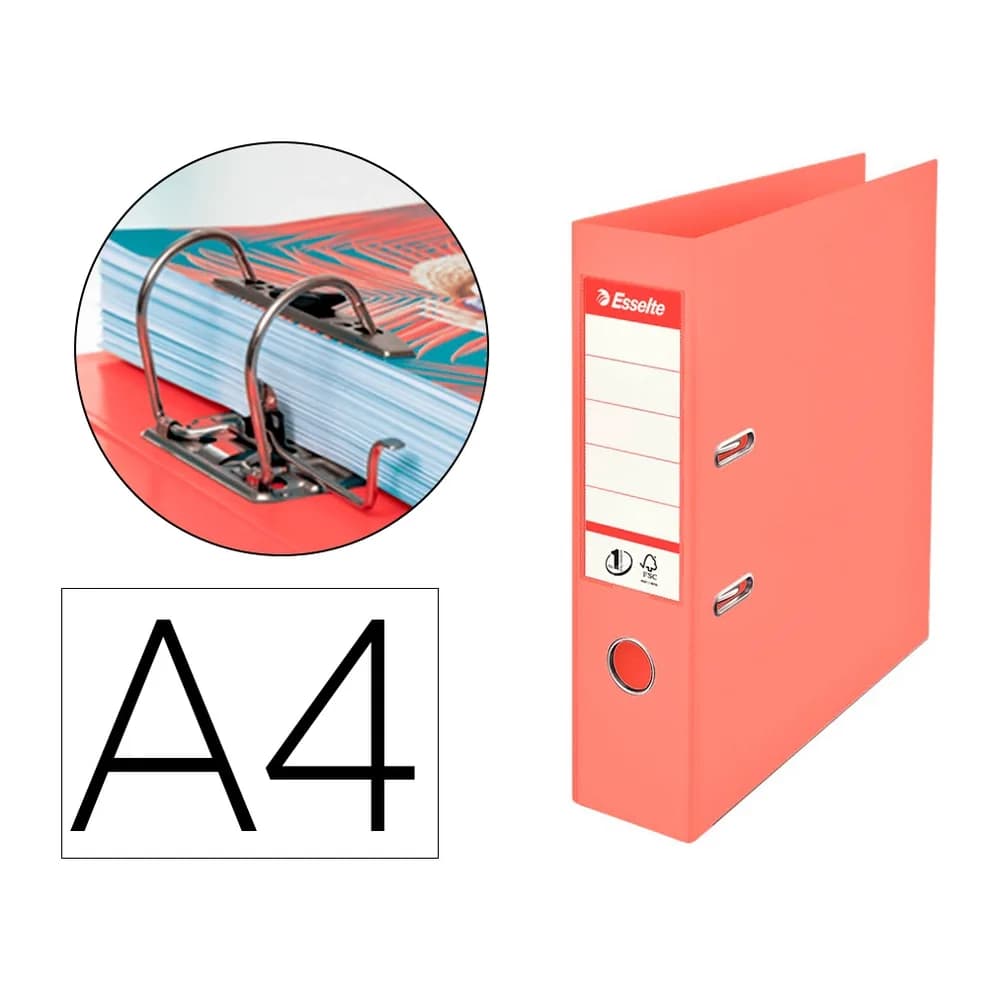 Esselte Archivador de palanca esselte colour breeze carton forrado pvc din a4 lomo 75 mm color coral
