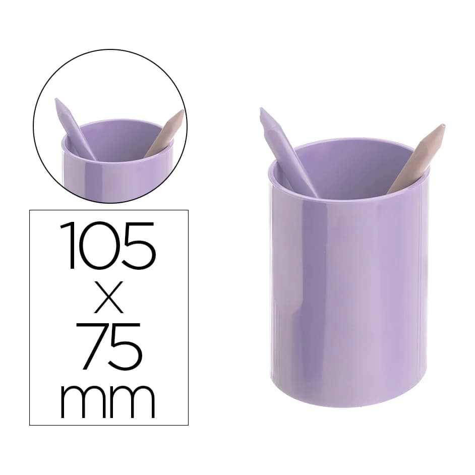 Archivo 2000 Cubilete portalapices archivo 2000 malva pastel opaco plastico 100% reciclado diametro 75 mm alto 105 mm