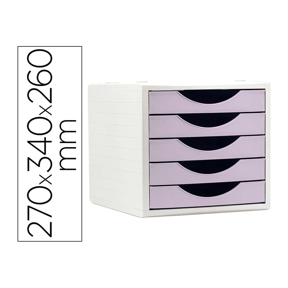 Archivo 2000 Fichero cajones de sobremesa archivo 2000 5 cajones color lavanda pastel 270x340x260 mm