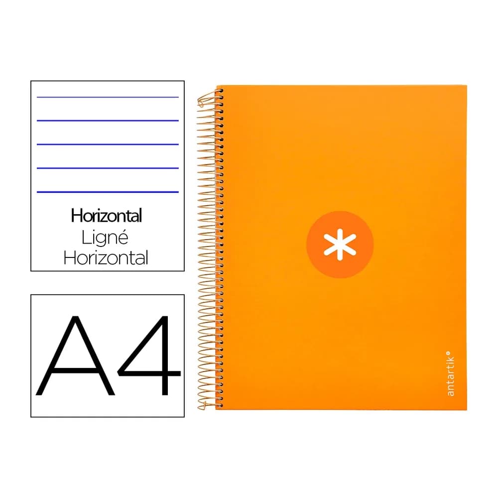 Antartik Cuaderno espiral a4 micro antartik tapa forrada 120h 90 gr horizontal 5 bandas 4 taladros color mostaza