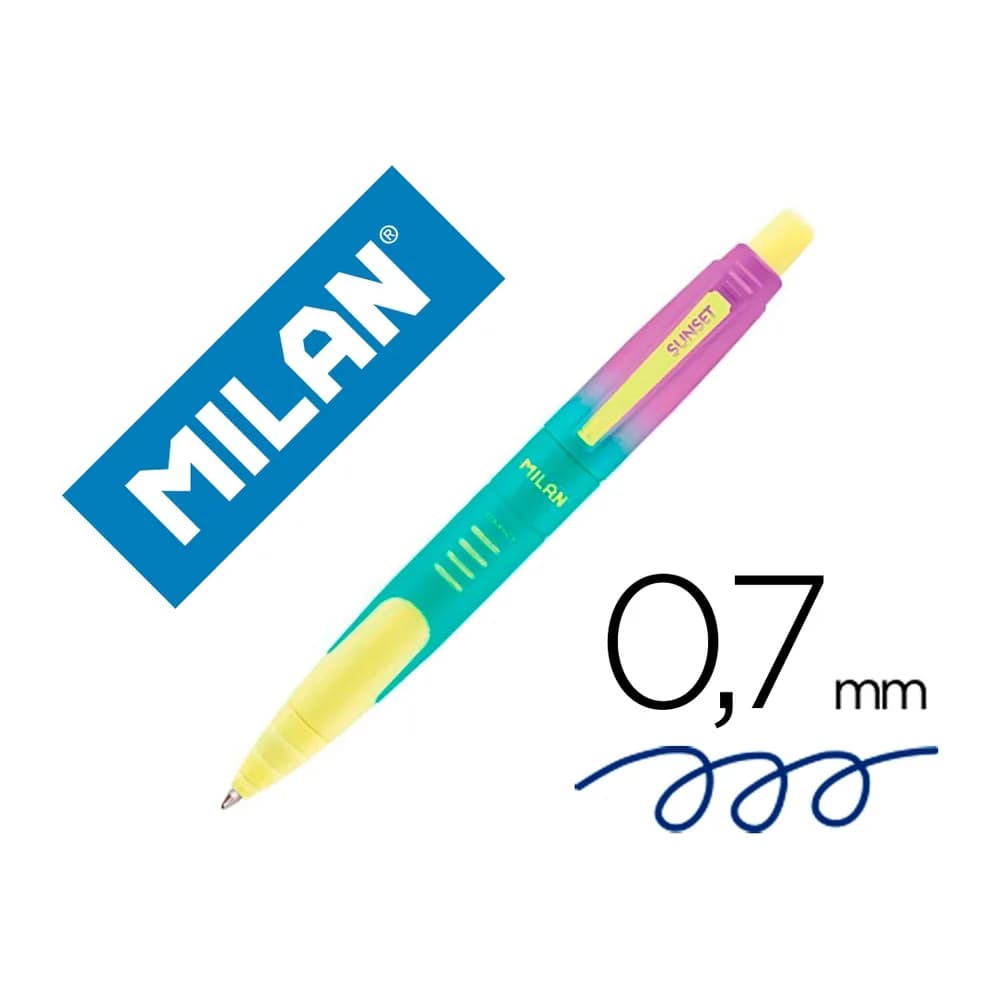 Milan Boligrafo milan compact sunset retractil tinta azul punta 1 mm colores surtidos