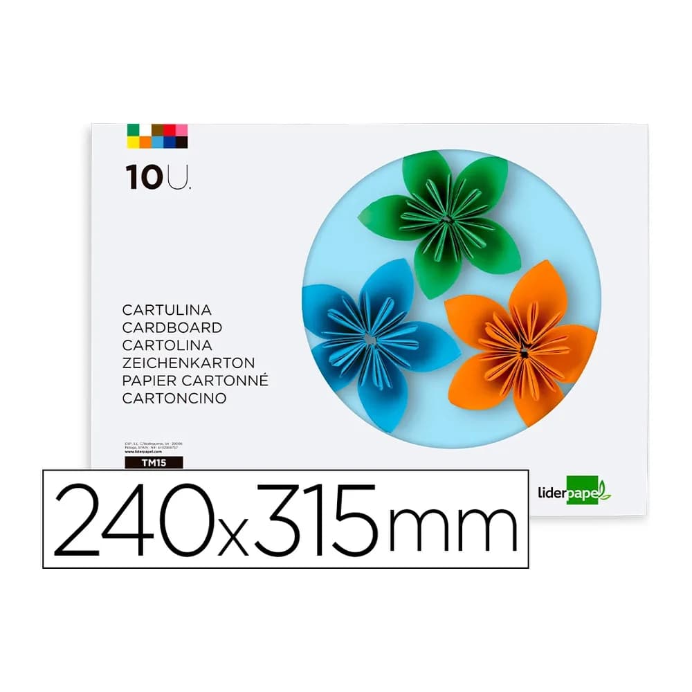 Liderpapel Bloc trabajos manuales liderpapel cartulina 240x315mm 10 hojas 5 colores neon + 5 colores intensos
