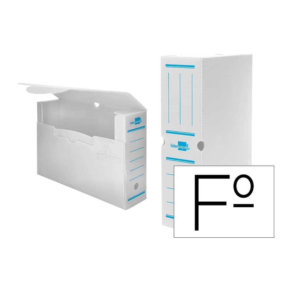 Liderpapel Caja archivo definitivo plastico liderpapel lomo 100 mm blanco 360x100x260 mm