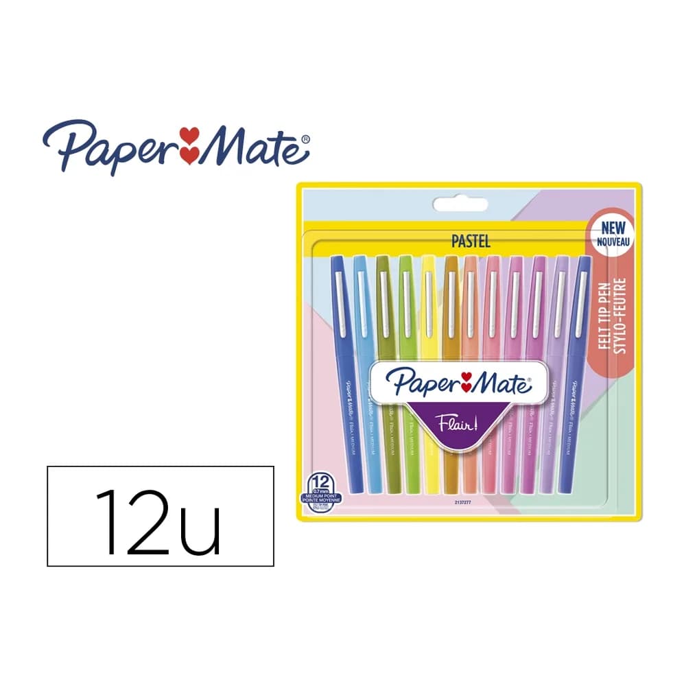 Papermate Rotulador paper mate flair pastel punta de fibra blister de 12 unidades colores surtidos