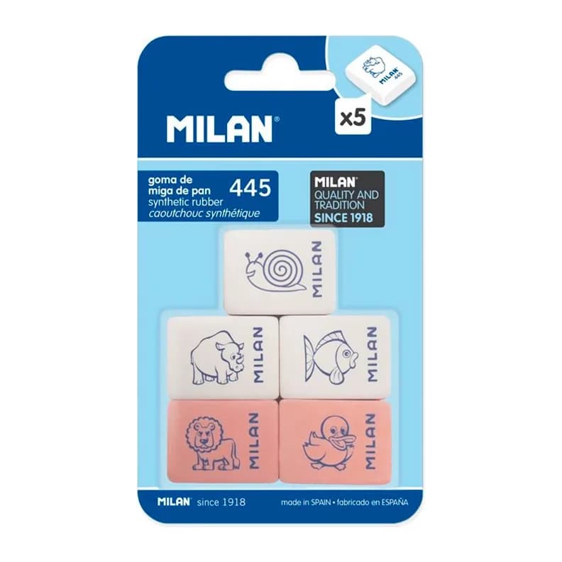Milan Goma de borrar milan 445 blister de 5 unidades