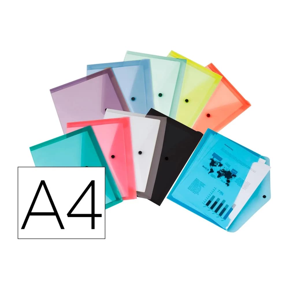 Liderpapel Carpeta liderpapel dossier broche transparente din a4 paquete de 12 unidades colores surtidos