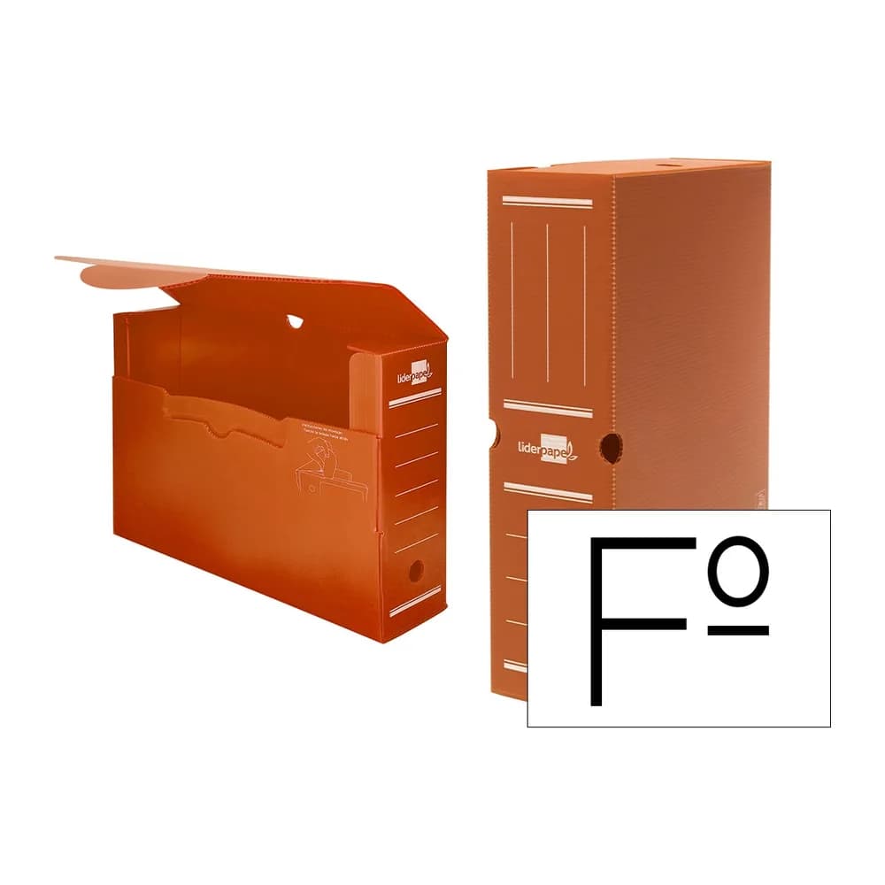 Liderpapel Caja archivo definitivo plastico liderpapel lomo 100 mm marron 360x100x260 mm
