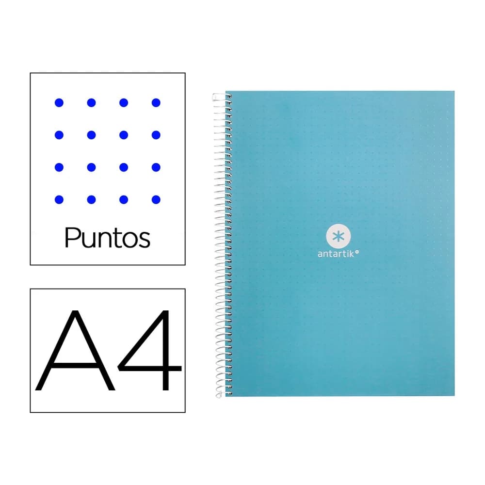 Antartik Cuaderno espiral a4 micro antartik dots tapa forrada 80h 90 gr rayado puntos 1 banda 4 taladros