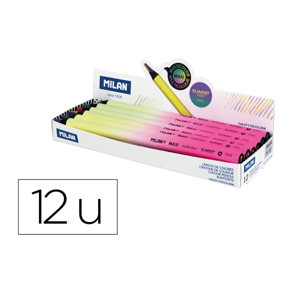 Milan Lapices de colores milan serie sunset redondo multicolor caja de 12 unidades