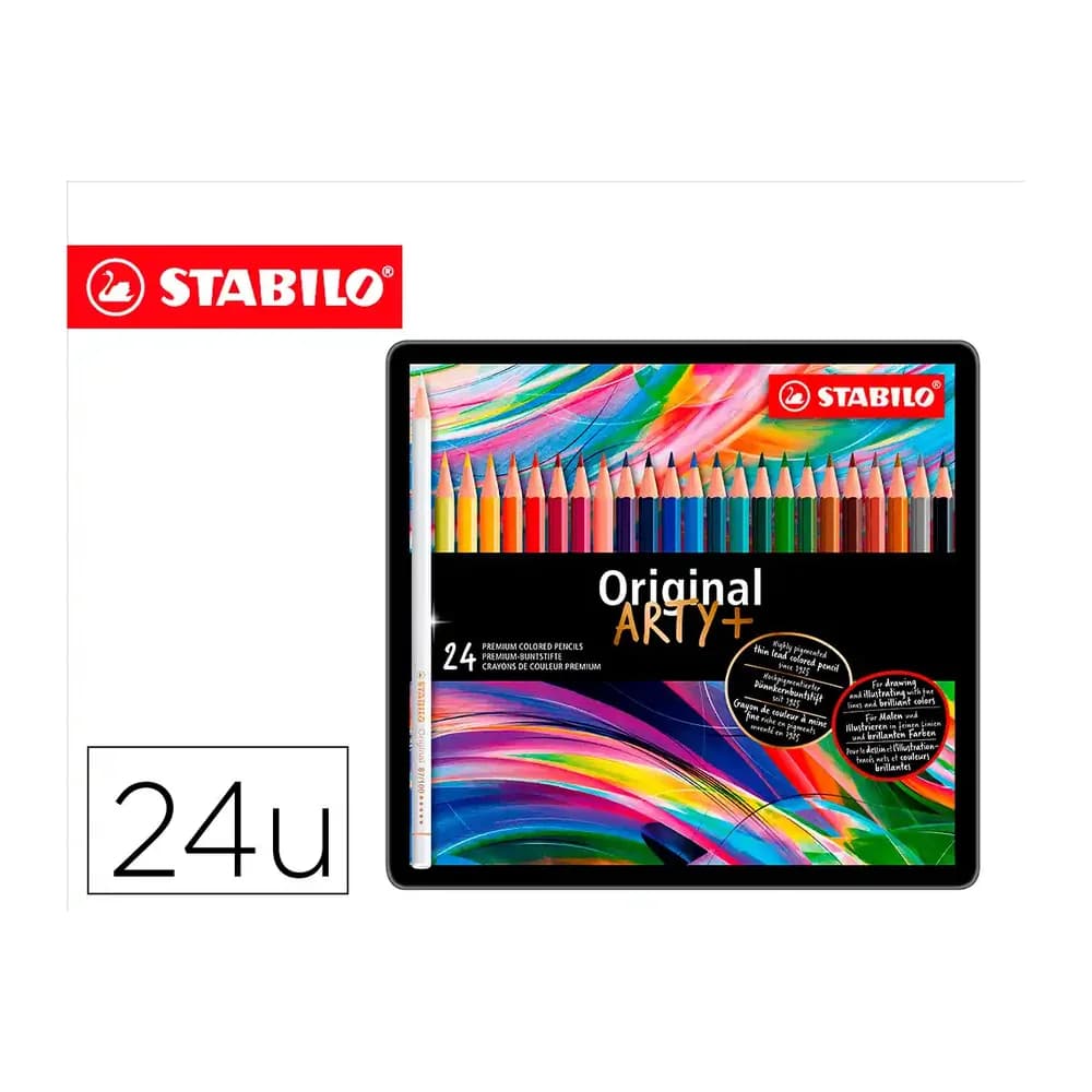 Stabilo Lapices de colores stabilo acuarelables original arty estuche metalico de 24 colores surtidos