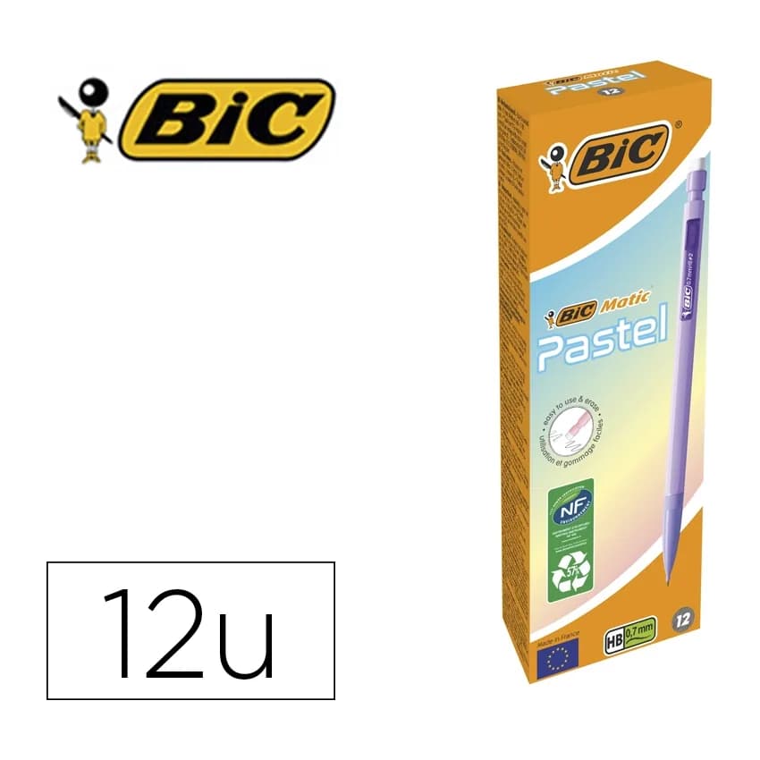 Bic Portaminas bic matic pastel 0,7 mm caja de 12 unidades colores surtidos