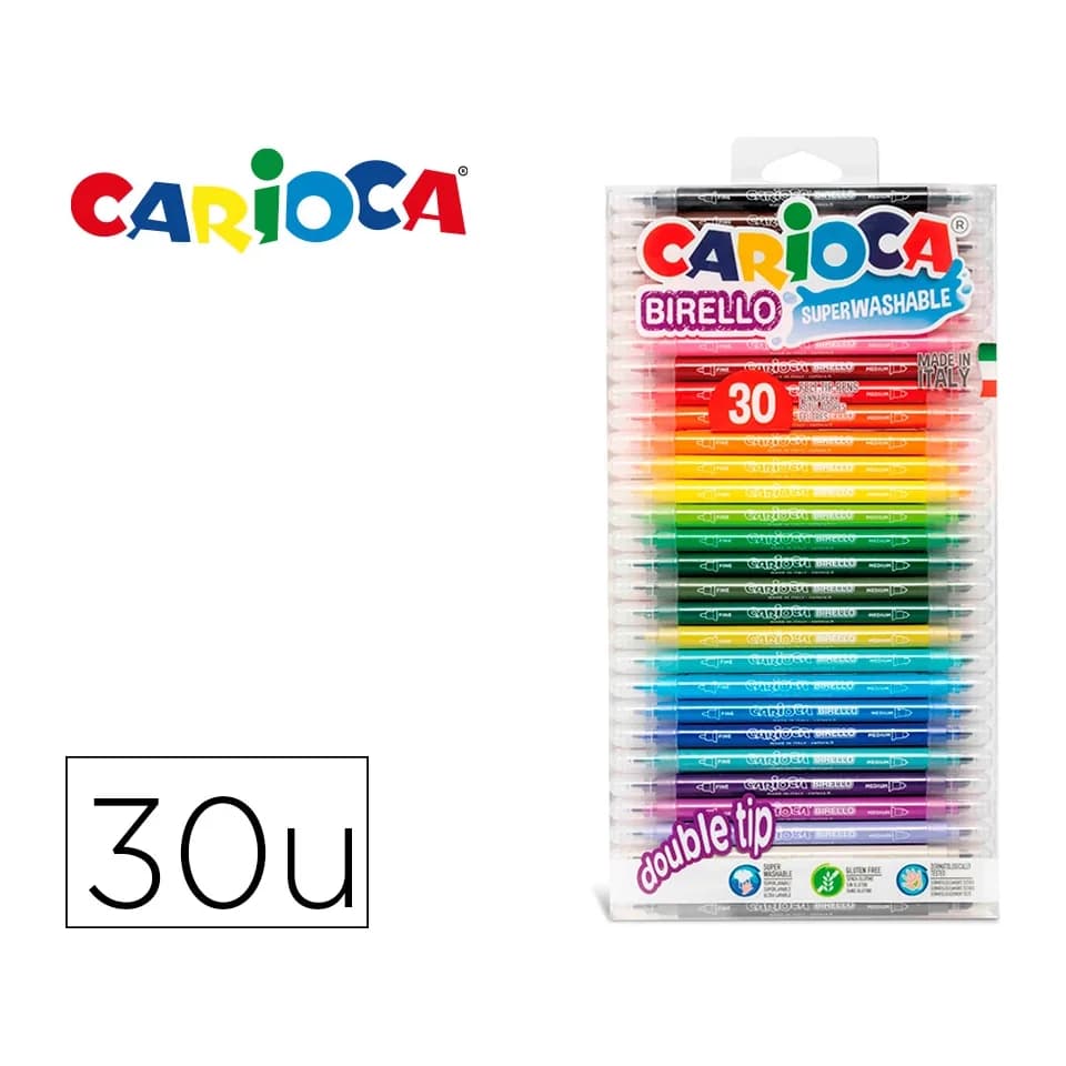 Carioca Rotulador carioca birello doble punta blister de 30 unidades colores surtidos
