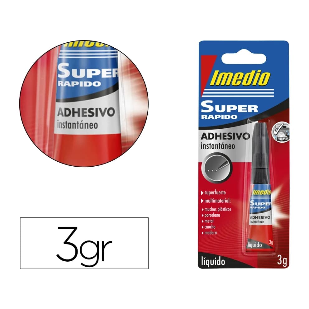 Imedio Pegamento imedio super rapido adhesivo instantaneo bote de 3 gr