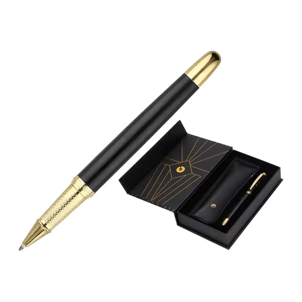 Belius Boligrafo y estuche belius soiree color negro y dorado tinta azul caja de diseño