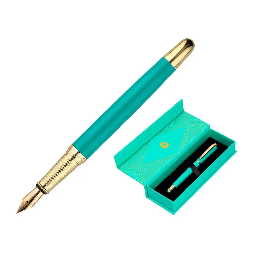 Belius Pluma belius soiree aluminio color art deco turquesa y dorado tinta azul caja de diseño