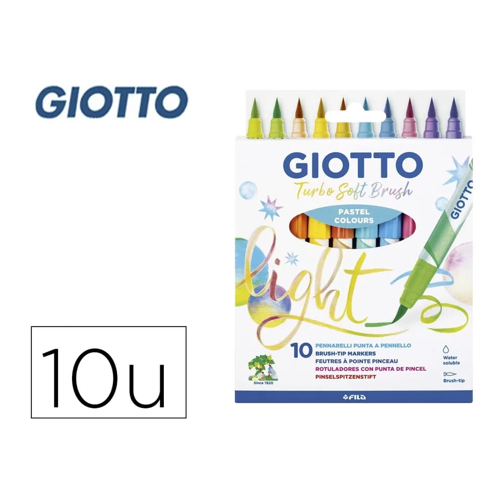 Giotto Rotulador giotto turbo soft brush pastel punta de pincel caja de 10 unidades colores surtidos