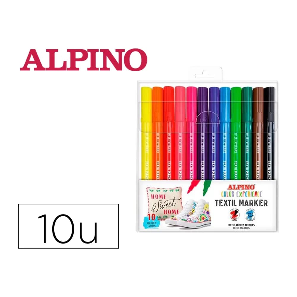 Alpino Rotulador alpino textil marker color experience estuche de 10 unidades colores surtidos
