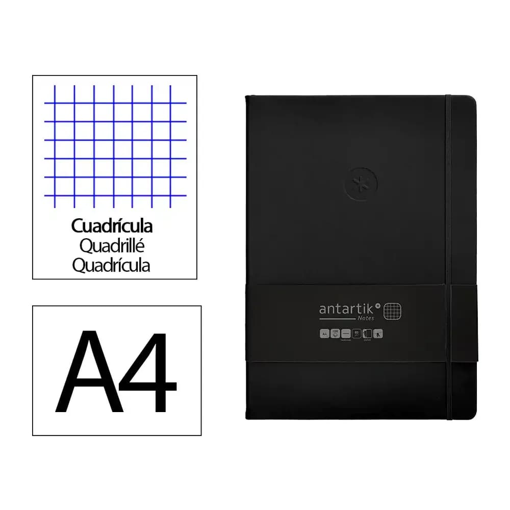 Antartik Cuaderno con gomilla antartik notes tapa dura a4 hojas cuadricula 100 hojas 80 gr fsc