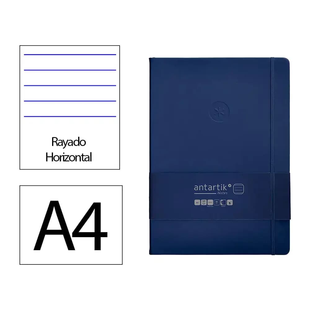 Antartik Cuaderno con gomilla antartik notes tapa dura a4 hojas rayas azul marino 100 hojas 80 gr fsc