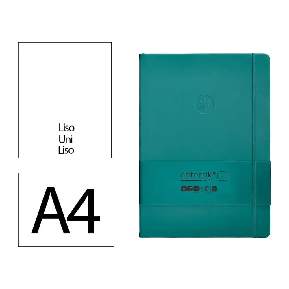 Antartik Cuaderno con gomilla antartik notes tapa dura a4 hojas lisas verde aguamarina 100 hojas 80 gr fsc