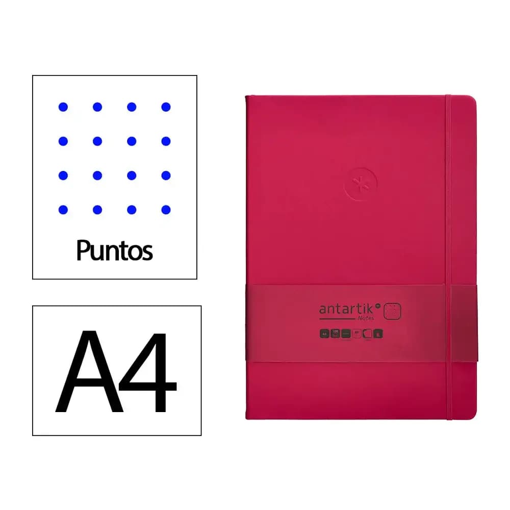 Antartik Cuaderno con gomilla antartik notes tapa dura a4 hojas puntos burdeos 100 hojas 80 gr fsc