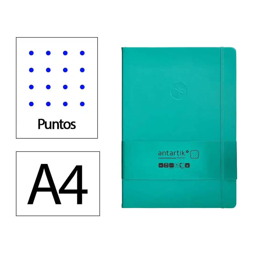 Antartik Cuaderno con gomilla antartik notes tapa dura a4 hojas puntos 100 hojas 80 gr fsc