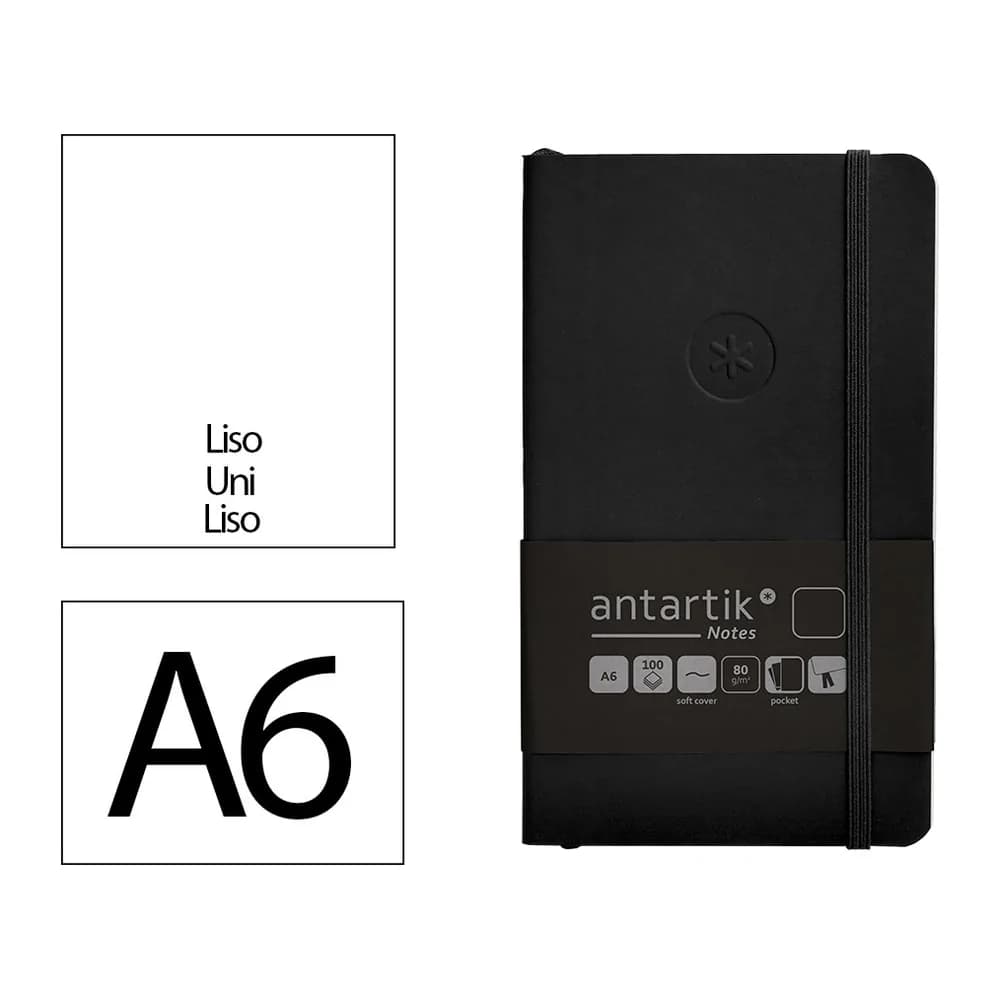 Antartik Cuaderno con gomilla antartik notes tapa blanda a6 hojas lisas 100 hojas 80 gr fsc