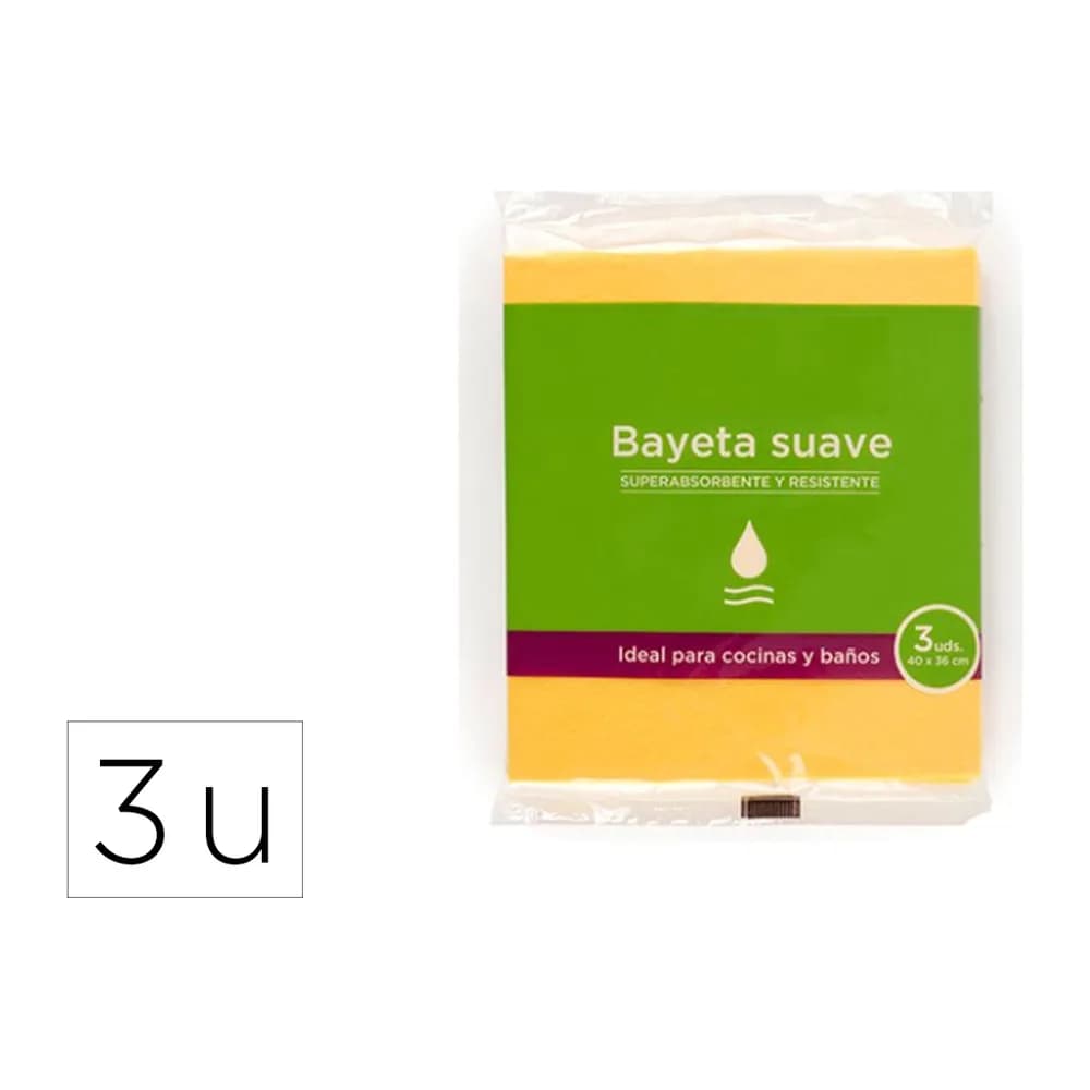 Blanca Bayeta suave amarilla para cocinas y baños 40x36cm pack de 3 unidades
