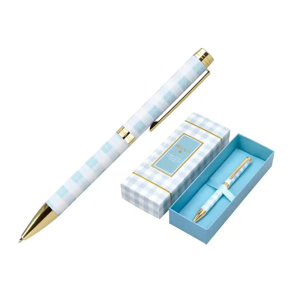 Belius Boligrafo belius perfect picnic day aluminio color azul celeste dorado tinta azulcaja de diseño
