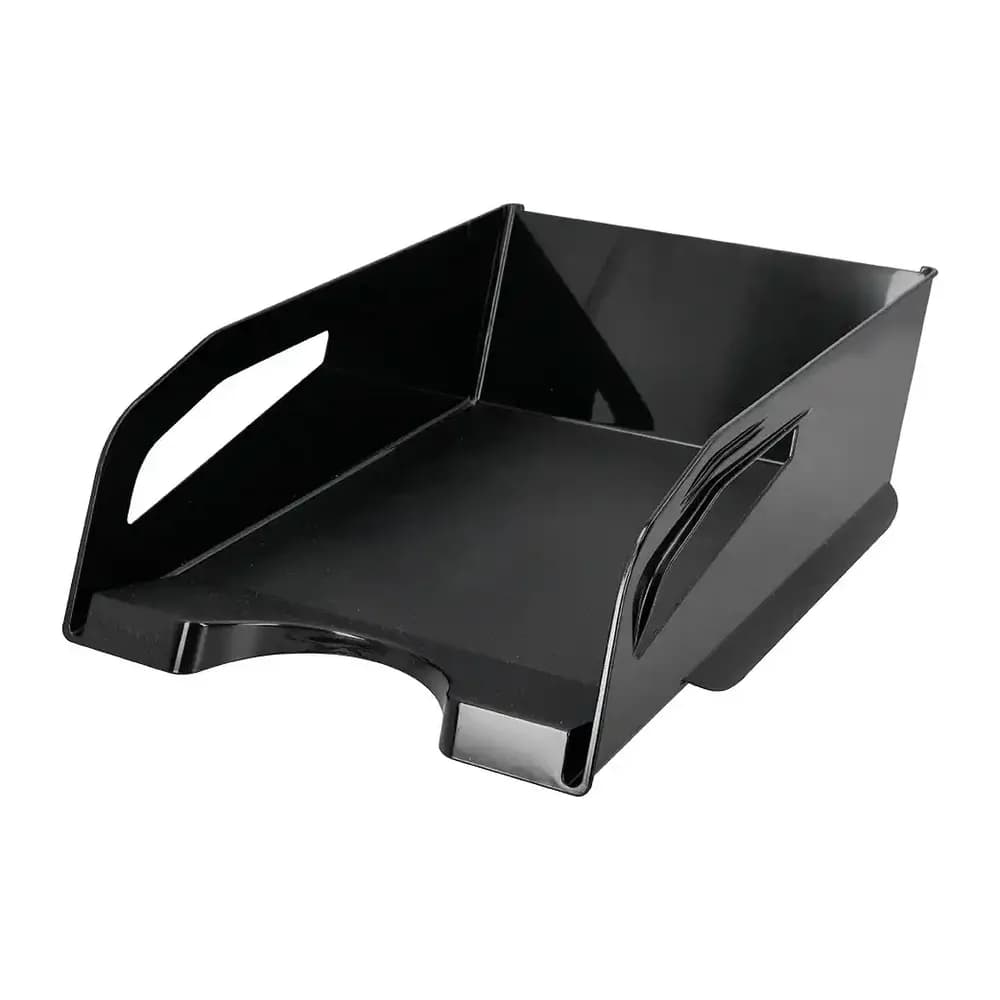 Q-connect Bandeja sobremesa plastico q-connect gran capacidad con asa negro opaco 386x270x115mm