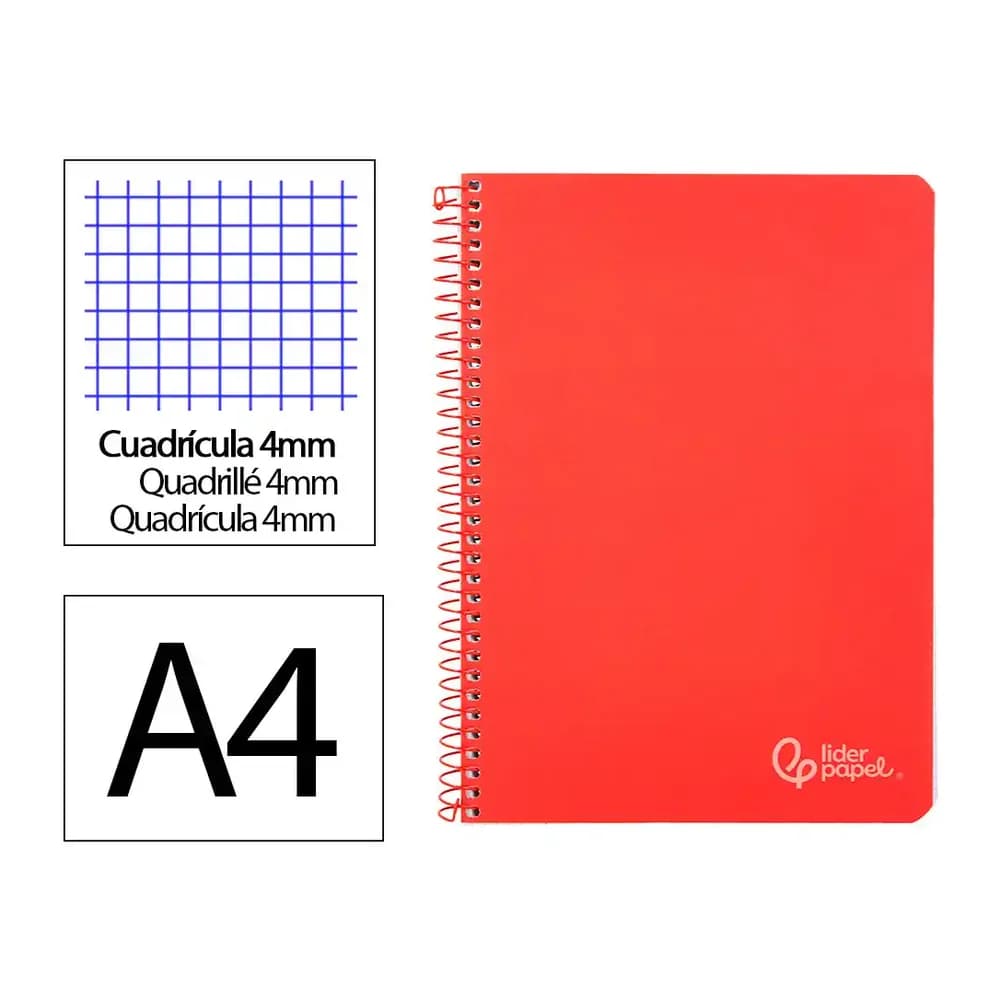 Liderpapel Cuaderno espiral liderpapel a4 witty tapa dura 80h 90gr cuadro 4mm con margen