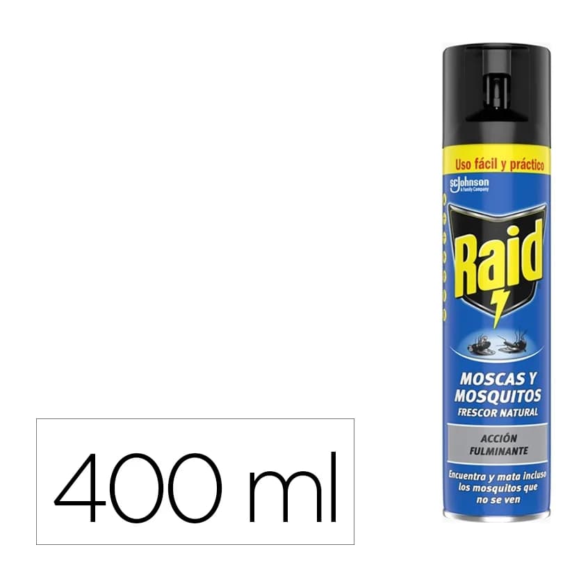 Raid Insecticida raid spray moscas y mosquitos frescor natural bote de 400 ml