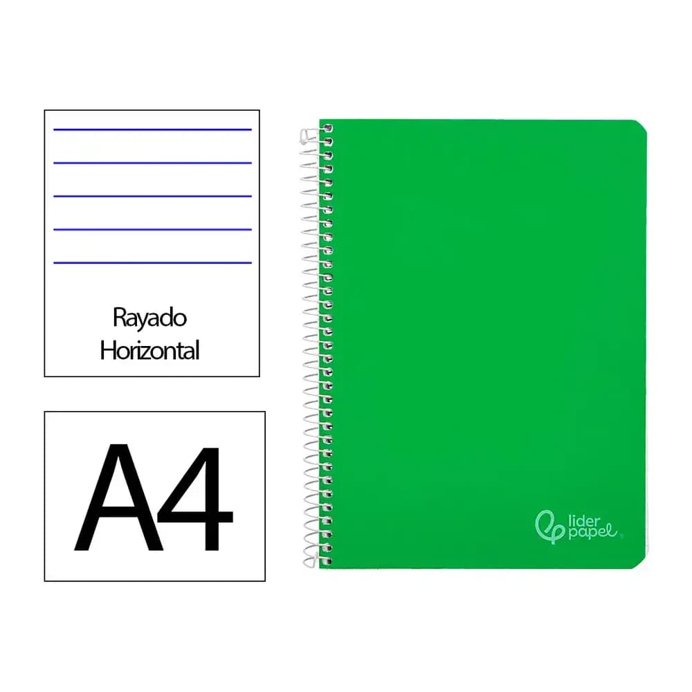 Liderpapel Cuaderno espiral liderpapel a4 witty tapa dura 80h 90gr rayado horizontal con margen