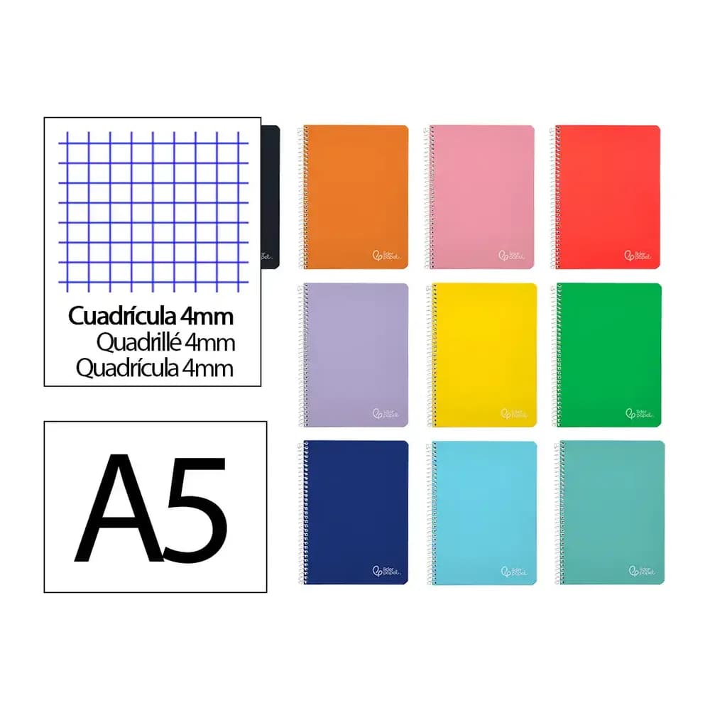 Liderpapel Cuaderno espiral liderpapel a5 witty tapa dura 80h 90gr cuadro 4mm con margen colores