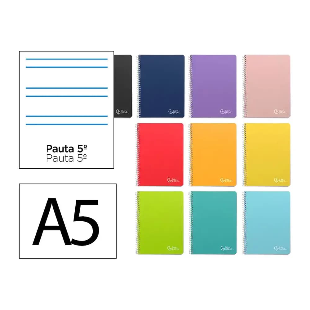 Liderpapel Cuaderno espiral liderpapel a5 witty tapa dura 80h 90gr rayado montessori 5 mm colores surtidos