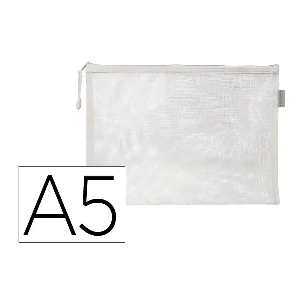 Liderpapel Bolsa zipper bag liderpapel poliester transpirable multiusos din a5 blanco