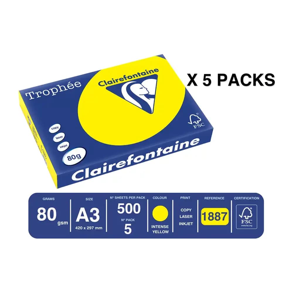 Trophee Papel color trophee a3 80gr sol intenso paquete de 500 hojas