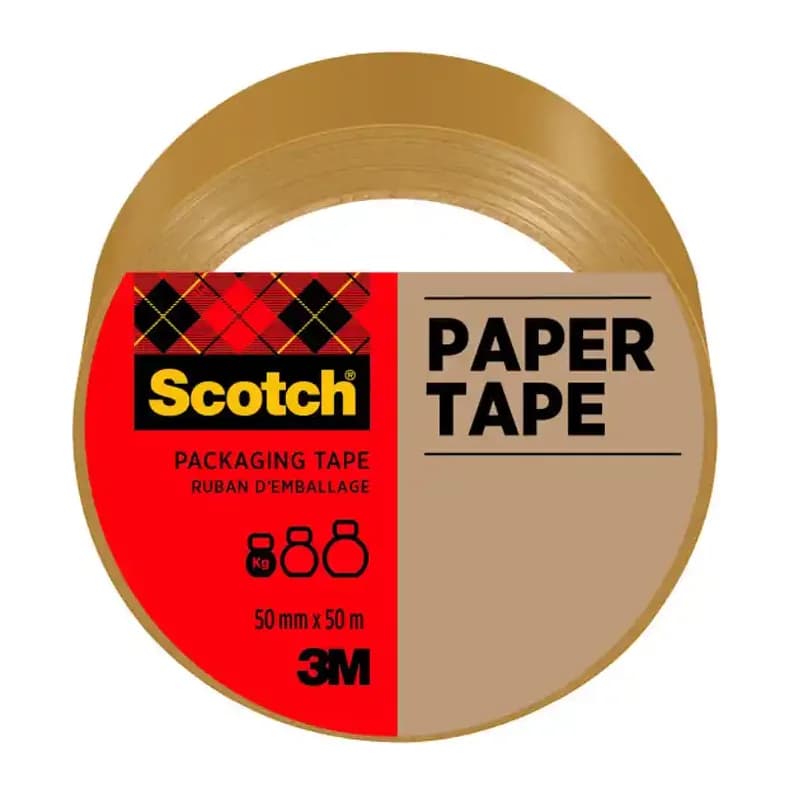 Scotch Cinta adhesiva scotch papel color marron para envios postales 50 mt x 50 mm