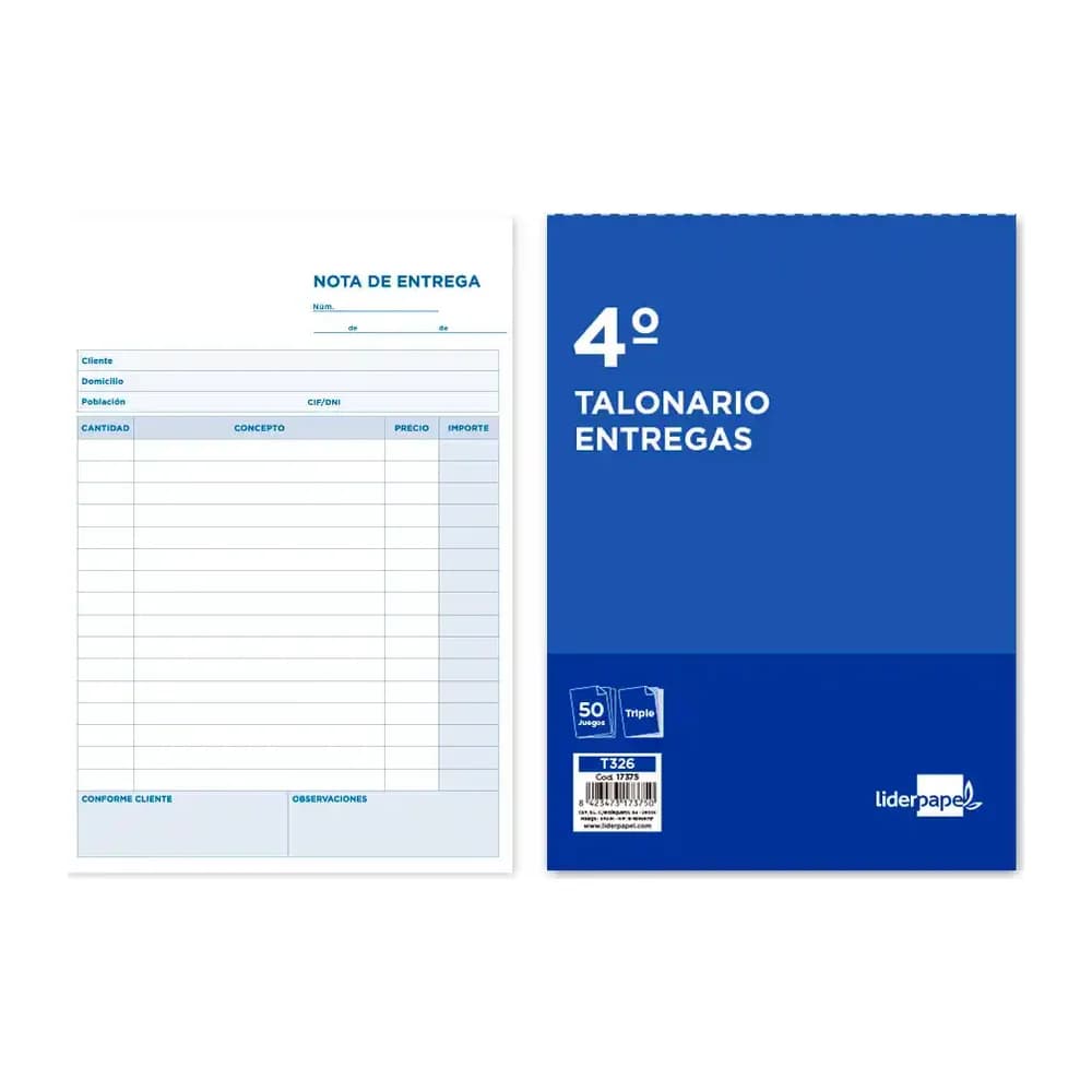 Liderpapel Talonario liderpapel entregas cuarto original y 2 copias t326