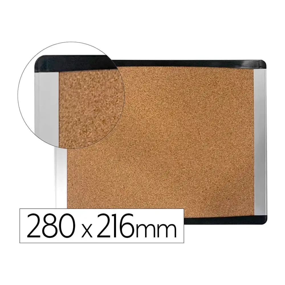 Bi-office Pizarra corcho bi-office inka reciclado marco de aluminio y laterales plastico negro 280x216 mm