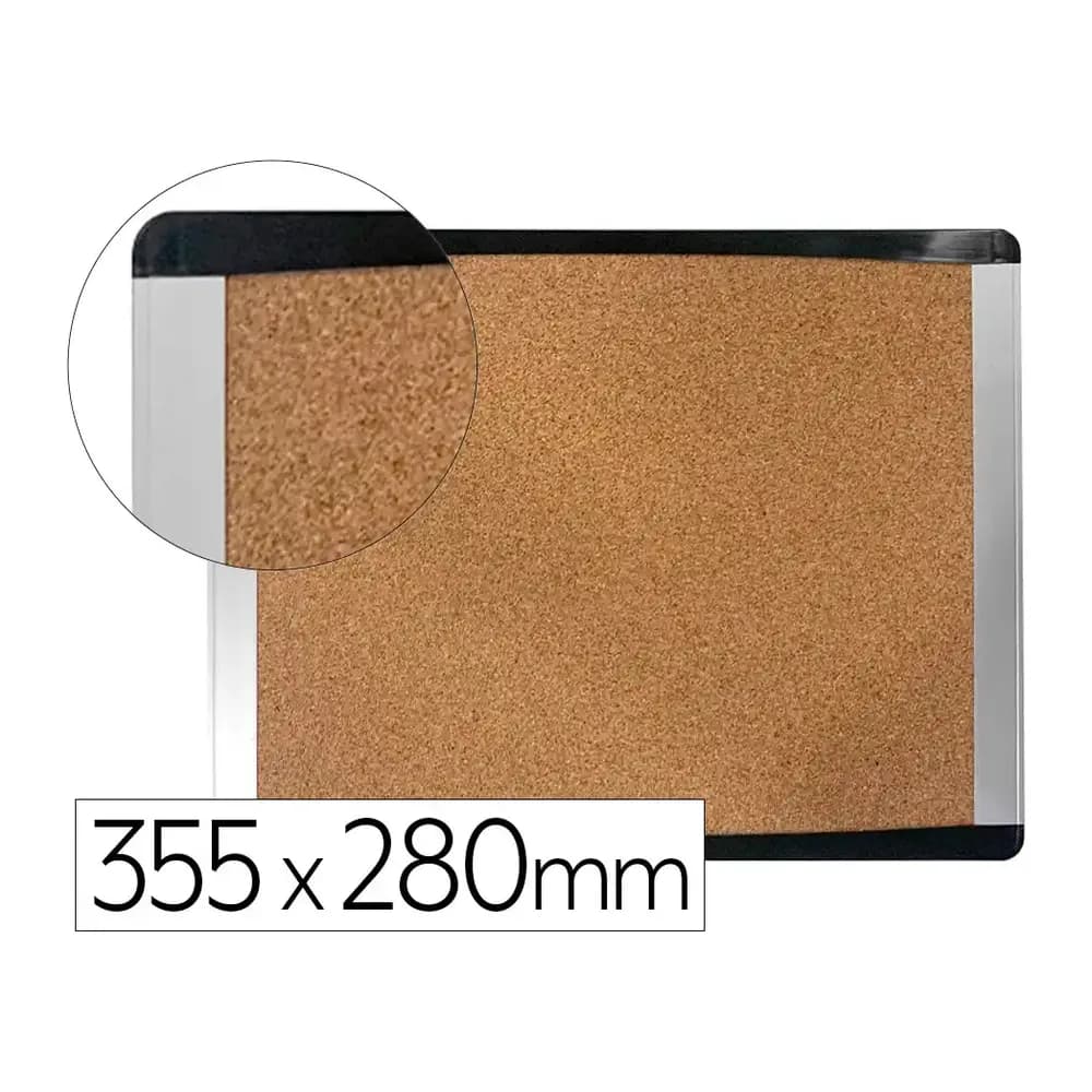 Bi-office Pizarra corcho bi-office inka reciclado marco de aluminio y laterales plastico negro 355x280 mm