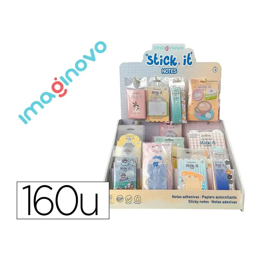 Imaginovo Bloc notas adhesivas imaginovo expositor sobremesa pvc 160 unidades surtidas 310x270x420 mm