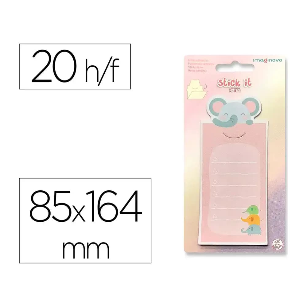 Imaginovo Bloc notas adhesivas imaginovo letter con mensaje trasero elefante 20 hojas 85x164 mm