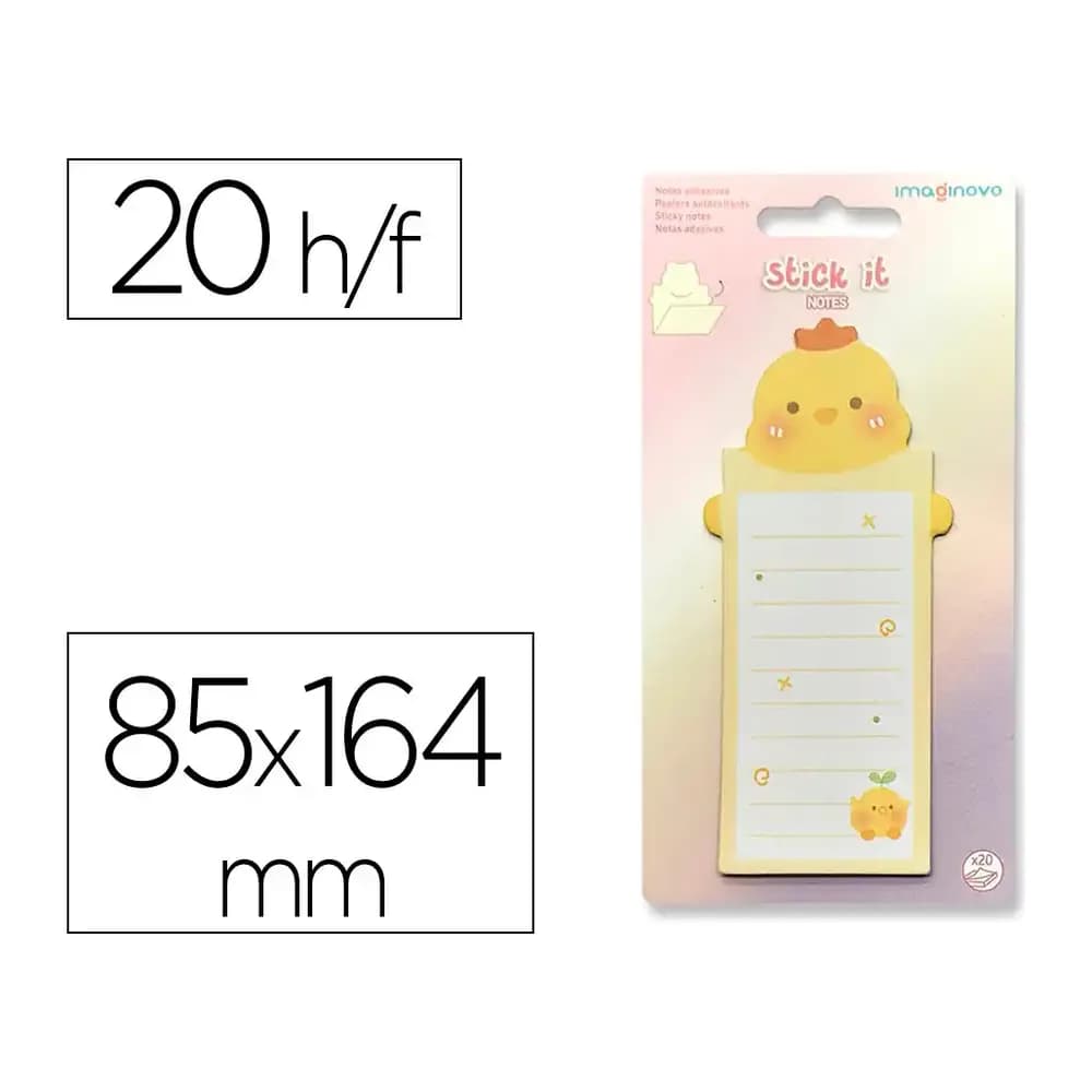 Imaginovo Bloc notas adhesivas imaginovo letter con mensaje trasero pollito 20 hojas 85x164 mm