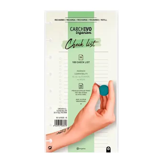 Carchivo Recambio carchivo ingeniox check list 50 hojas