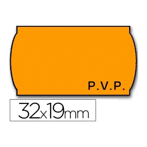 Meto Etiquetas meto onduladas 32x19 mm pvp adh.2 fluor naranja rollo 1000 etiquetas