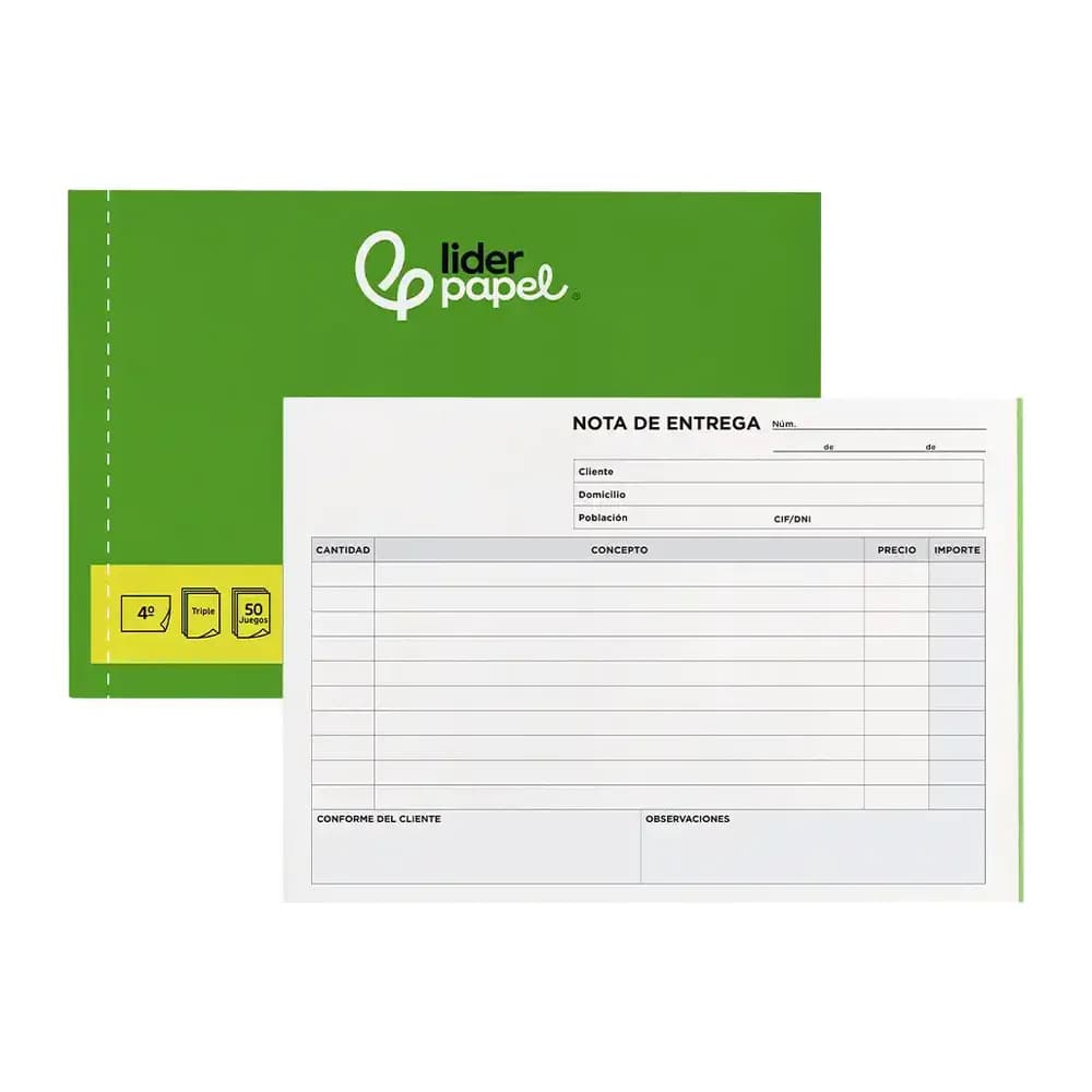 Liderpapel Talonario liderpapel entregas cuarto original y 2 copias t329 apaisado