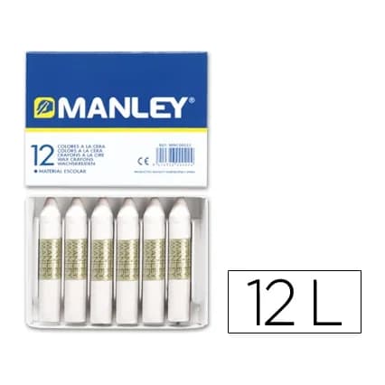 Manley Lapices cera manley unicolor blanco n.1 caja de 12 unidades